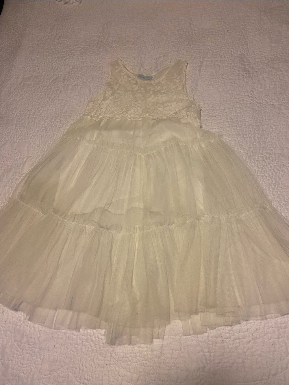 Girls Cream Lace & Tulle Party Dress